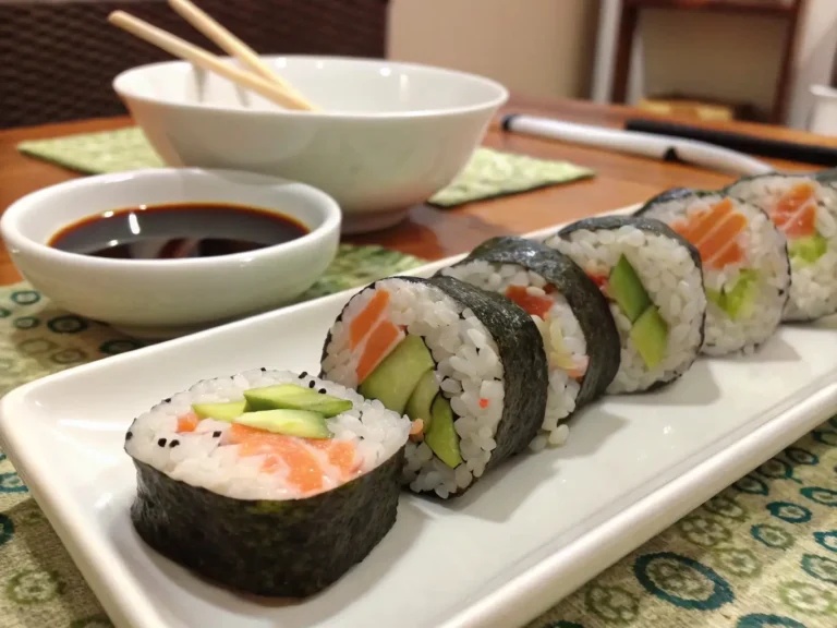 domowe sushi przepis – rolki sushi z ryżem, awokado i łososiem